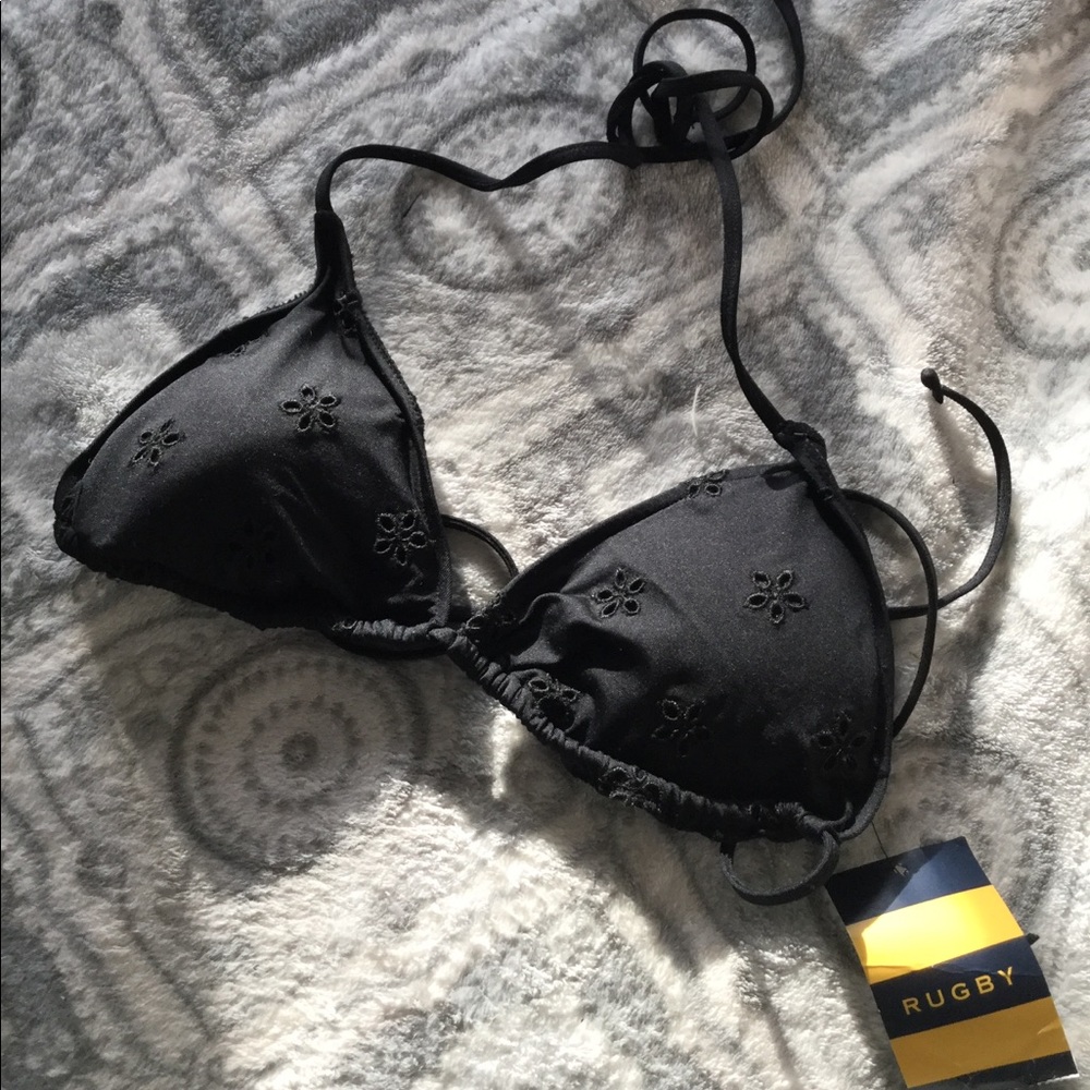 NWT Ralph Lauren Rugby black string bikini top